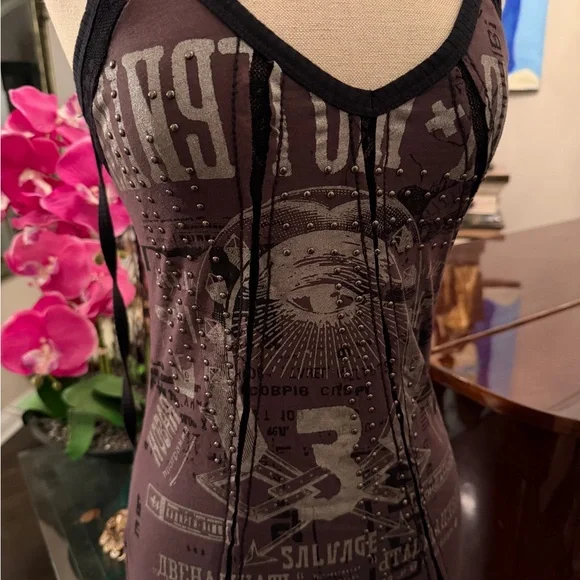 NWT Salvage Purple Graphic Mini Dress Tank Top - Picture 2 of 12